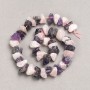 Naturstein-Perlen auf der Schnur, assortiert Amethyst + Rosenquarz, facettierte Perlen, Durchmesser 13 x 8 mm (±), Länge 41 cm