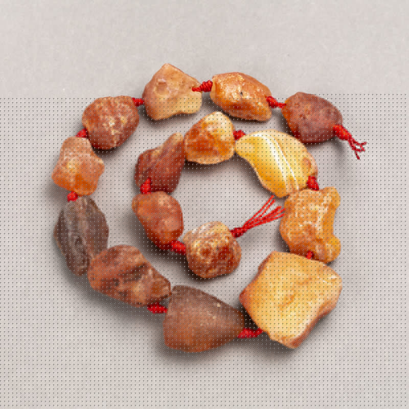 Karneol-Nuggets aus unbearbeitetem Stein, auf Schnur, Nugget-Perlen Durchmesser ca. 16–30 × 15–25 mm (±), Länge ca. 42 cm+
