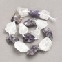 Nugget-Perlen aus unbehandeltem Naturstein, Amethyst + Bergkristall, auf einer Schnur, Durchmesser 20–25 mm, Länge ca. 42 cm