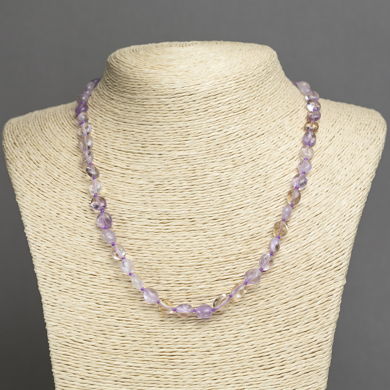 Kette aus natürlichem Amethyst, facettierte Perlen, Durchmesser 7×6 mm, Länge ca. 45 cm