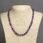 Kette aus Naturamethyst, facettierte Kugeln, Durchmesser ca. 10 × 7 mm, Länge ca. 45 cm