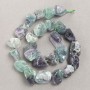 Perlen auf Schnur – unbehandelter Fluorit, Tropfenform, Durchmesser ca. 14x12 mm, Länge 41 cm