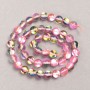 Perlen auf der Schnur aus rosa Opalglas, glatte Kugeln, 8 mm + -, Länge 39 cm +