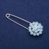 Nadelbrosche »Hortensie« blaue Kristalle, 29 × 78 mm, silbernes Metall