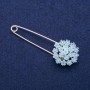 Nadelbrosche »Hortensie« blaue Kristalle, 29 × 78 mm, silbernes Metall