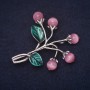 Brosche Beeren-Katzenauge rosa-grün, silberfarbenes Metall, 48×55 mm