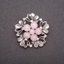 Brosche mit Rosenquarz, Boutonnière, Metallfarbe Grau, 40 mm