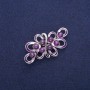 Brosche mit Amethyst und violetter Emaille, silberfarbenes Metall 30×57 mm