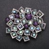 Brosche-Anhänger der Serie „Akzent“ mit Abalonenschale und Amethyst, Metallfarbe 57×49 mm
