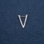 Brosche Initiale Buchstabe „V“, 20×25 mm, Metallfarbe Silber