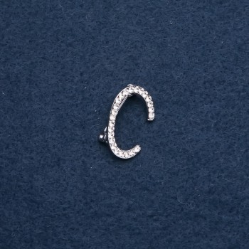 Brosche Initialbuchstabe 'S' 26×18 mm, Metallfarbe Silber