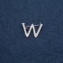 Brosche mit Initial W, Buchstabe, 29 × 20 mm, Metallfarbe Silber
