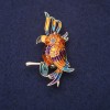 Papageienbrosche mit Emaille in Goldfarbe