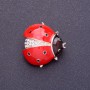 Brosche »Marienkäfer« 2,5 cm, rote Emaille, Goldfarbene Metalloberfläche