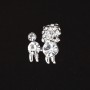 Mini-Pudel-Brosche, königlicher Pudel, mit Strasssteinen, Metallfarbe Silber, 1,5 cm