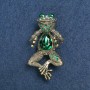 Froschbrosche aus goldfarbenem Metall, grüne und petrolfarbene Strasssteine 36 × 12 mm +