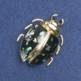 Brosche Käferchen aus goldfarbenem Metall, schwarze Emaille, Haliotis-Perlmutt und schwarze Strasssteine, 58×24 mm +