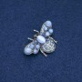 Schmetterling-Brosche, Katzenauge, blaue Strasssteine, silberfarbenes Metall 40x20 mm +
