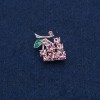 Brosche-Anhänger Weintrauben, silberfarbenes Metall mit rosa Steinen 29 × 20 mm +