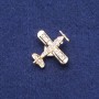 Brosche «Flugzeug» mit Strasssteinen aus goldfarbenem Metall 28×28 mm