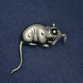 Brosche 'Ratte' aus Weißmetall 37 × 37 mm