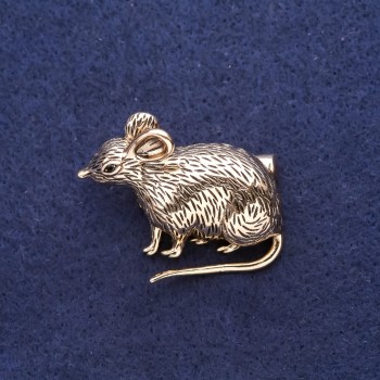 Brosche 'Ratte' 38×30 mm aus gelbem Metall