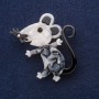 Brosche Maus aus Perlmutt, 52 × 48 mm, graues Metall