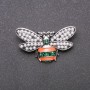 Bienenbrosche, grüne und orange Emaille, graues Metall, 40×25 mm