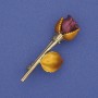 Brosche Rose burgunderrot und gelb, Emaille, goldfarbenes Metall, 42 × 16 mm