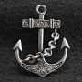 Anstecknadel 'Anker' aus silberfarbenem Metall und Strasssteinen, 40×30 mm +