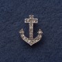 Brosche Anker 2, 8 × 2 cm, aus grauem Metall mit Strasssteinen