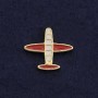 Brosche mit Schraubverschluss „Flugzeug“ 2 cm, weiß-rote Emaille, Gelbmetall