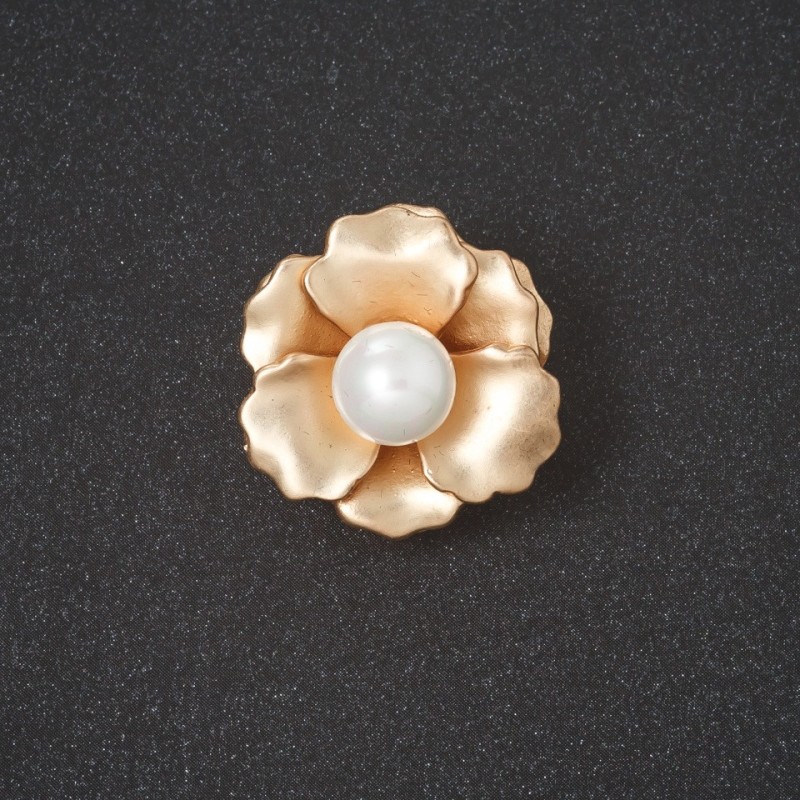 Brosche „Malvenblume“ Metallfarbe „mattes Gold“ 2,5 cm