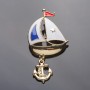 Brosche Segelboot mit farbiger Emaille 6×3 cm