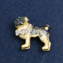 Brosche Bulldogge, silberfarbenes Metall, Strasssteine und Emaille, 35 × 42 mm +