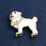 Brosche Bulldogge aus goldfarbenem Metall, Strass und Emaille, 35 × 42 mm +