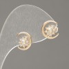 Ohrstecker Kugel-Form Xuping Vergoldung 18K mit weißen Strasssteinen und champagnerfarbenen Kristallen, Durchmesser 10 mm +