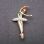 Brosche Ballerina grüne Emaille, gelbes Metall, 52×34 mm