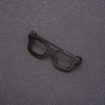 Mini-Brillenbrosche, schwarz, 42×15 mm