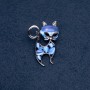 Brosche 'Kätzchen' blaues Katzenauge, Metallfarbe Silber, 30×45 mm