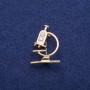 Brosche Mikroskop mit Emaille und Strasssteinen 24×31 mm, goldfarbenes Metall