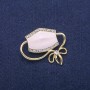 Masken-Brosche mit weißer Emaille und Strasssteinen, goldfarbenes Metall 37×41 mm