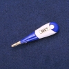 Brosche-Anhänger Thermometer, blau-weiße Emaille, goldfarbenes Metall, 15 × 58 mm