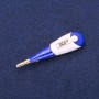 Brosche-Anhänger Thermometer, blau-weiße Emaille, goldfarbenes Metall, 15 × 58 mm