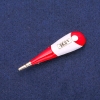 Brosche-Anhänger Thermometer, rote und weiße Emaille, goldfarbenes Metall 15 × 58 mm