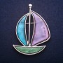 Brosche-Anhänger Schiffchen mit Perlmutt 62×43 mm +