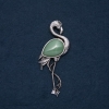 Flamingo-Brosche mit natürlichem Nephrit, 85×30 mm