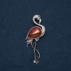 Brosche/Anhänger Flamingo mit natürlichem Karneol, 85 × 30 mm