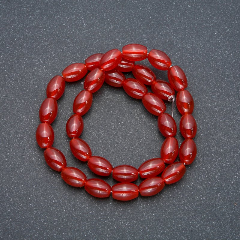 Karneol-Barrelperlen auf Schnur, 8×12 mm, Länge 38 cm