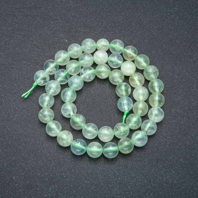 Perlen auf der Schnur Prenit Naturstein, glatte Kugeln, Durchmesser 8 mm, Länge ca. 39 cm